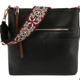 Coronet Jewelry Co Coronet 59018 Black Zip Pocket Guitar Strap Crossbody Bag