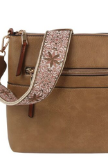 Coronet Jewelry Co Coronet 59020 Mocha  Zip Pocket Guitar Strap Crossbody Bag