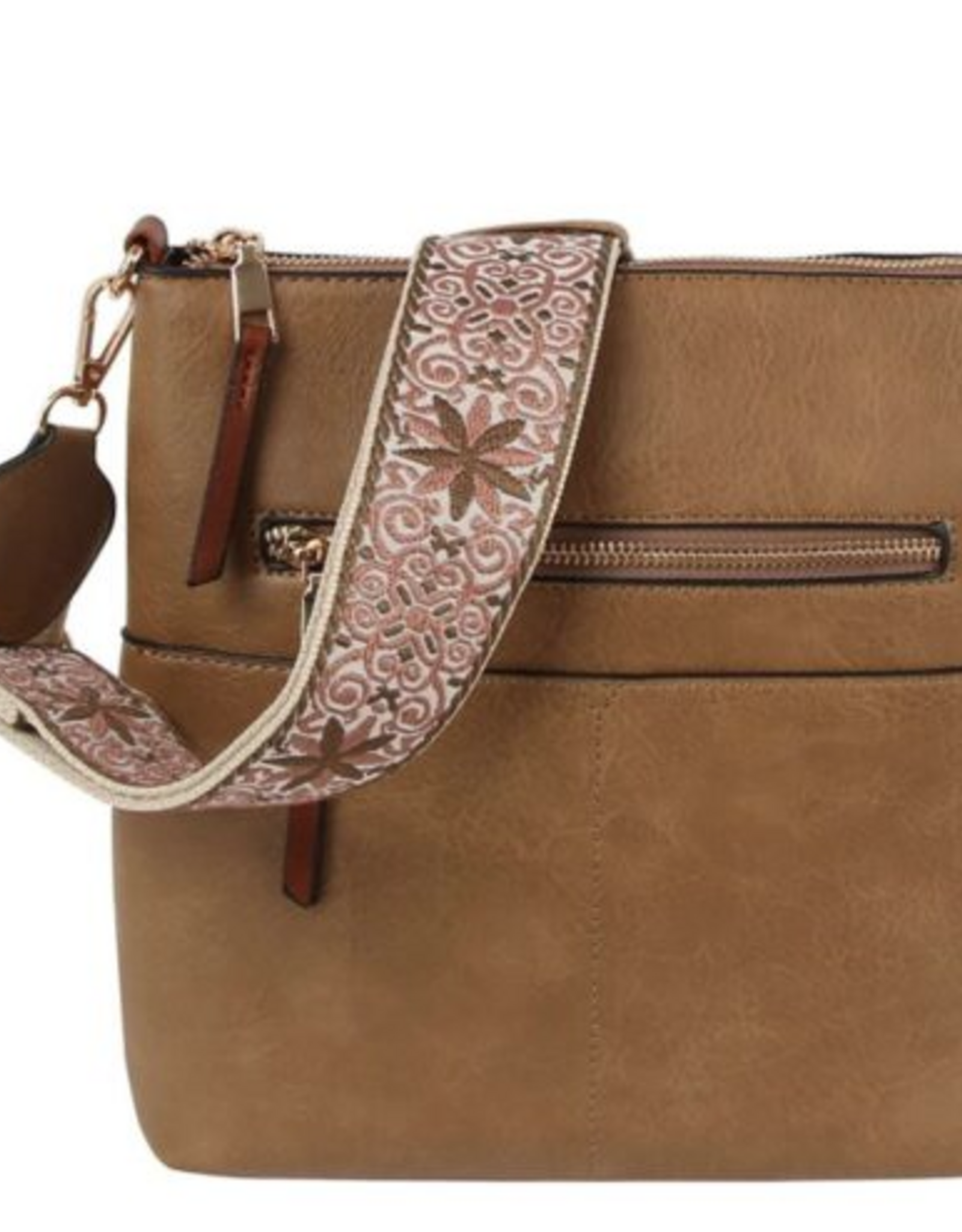 Coronet Jewelry Co Coronet 59020 Mocha  Zip Pocket Guitar Strap Crossbody Bag
