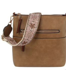 Coronet Jewelry Co Coronet 59020 Mocha  Zip Pocket Guitar Strap Crossbody Bag