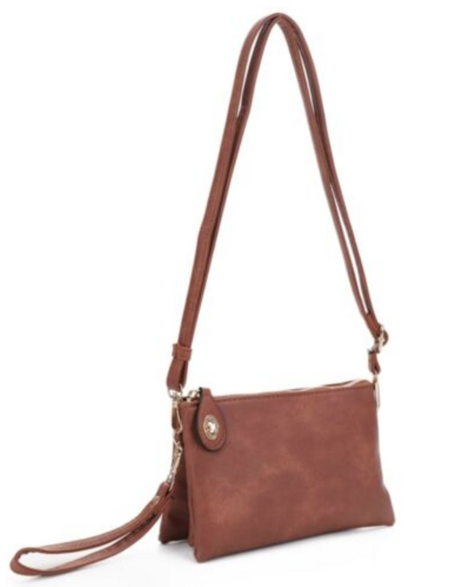 MC Handbags Corp. Coronet 59016 Brown Turn Lock Closure Wristlet /Crossbody Bag