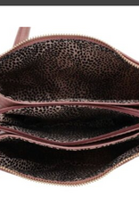 MC Handbags Corp. Coronet 59016 Brown Turn Lock Closure Wristlet /Crossbody Bag