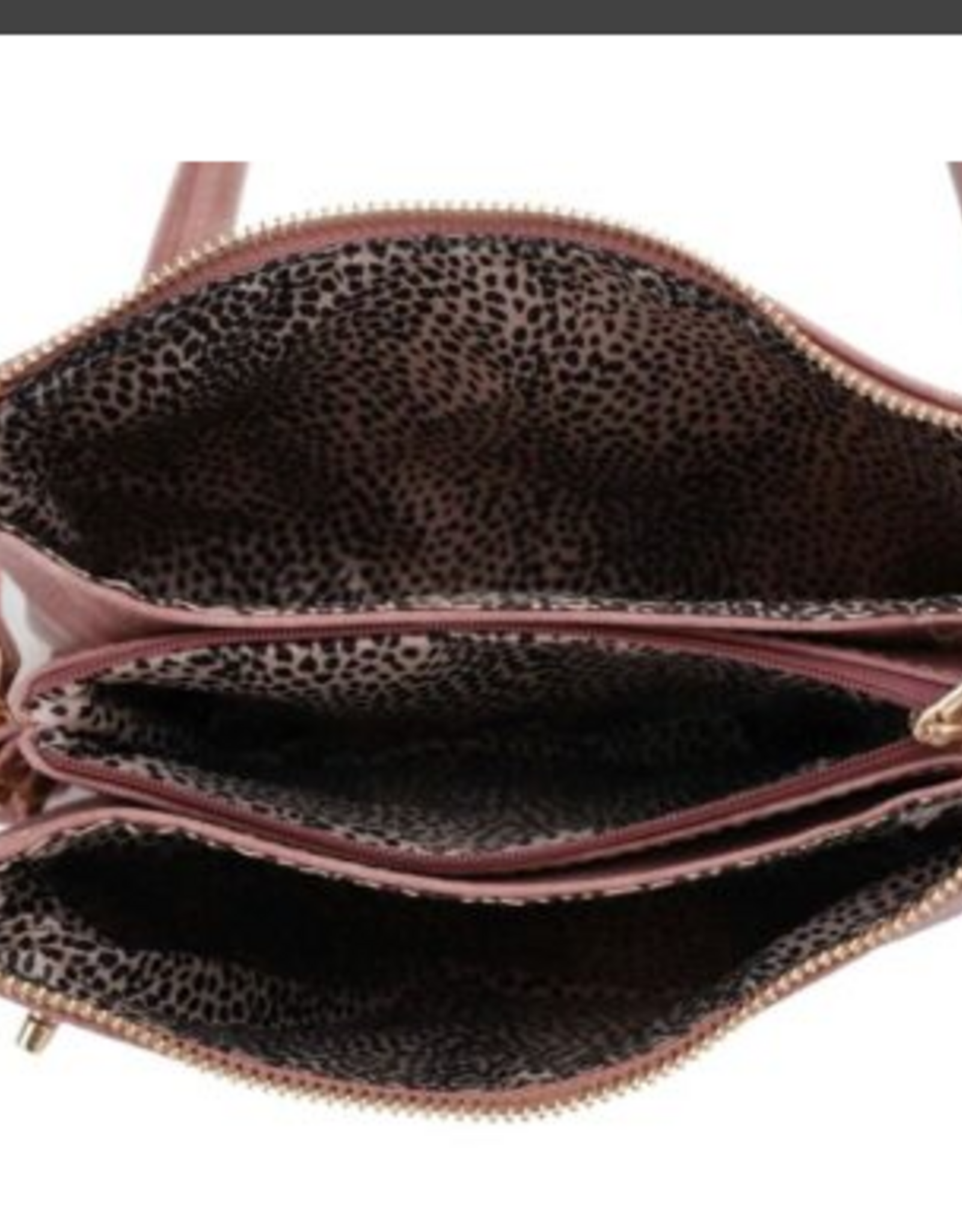 MC Handbags Corp. Coronet 59016 Brown Turn Lock Closure Wristlet /Crossbody Bag