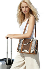 Coronet Jewelry Co Coronet 49090 Mixed Material Western Tote Bag  With Tooled Front Panel