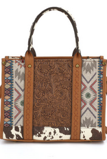 Coronet Jewelry Co Coronet 49090 Mixed Material Western Tote Bag  With Tooled Front Panel