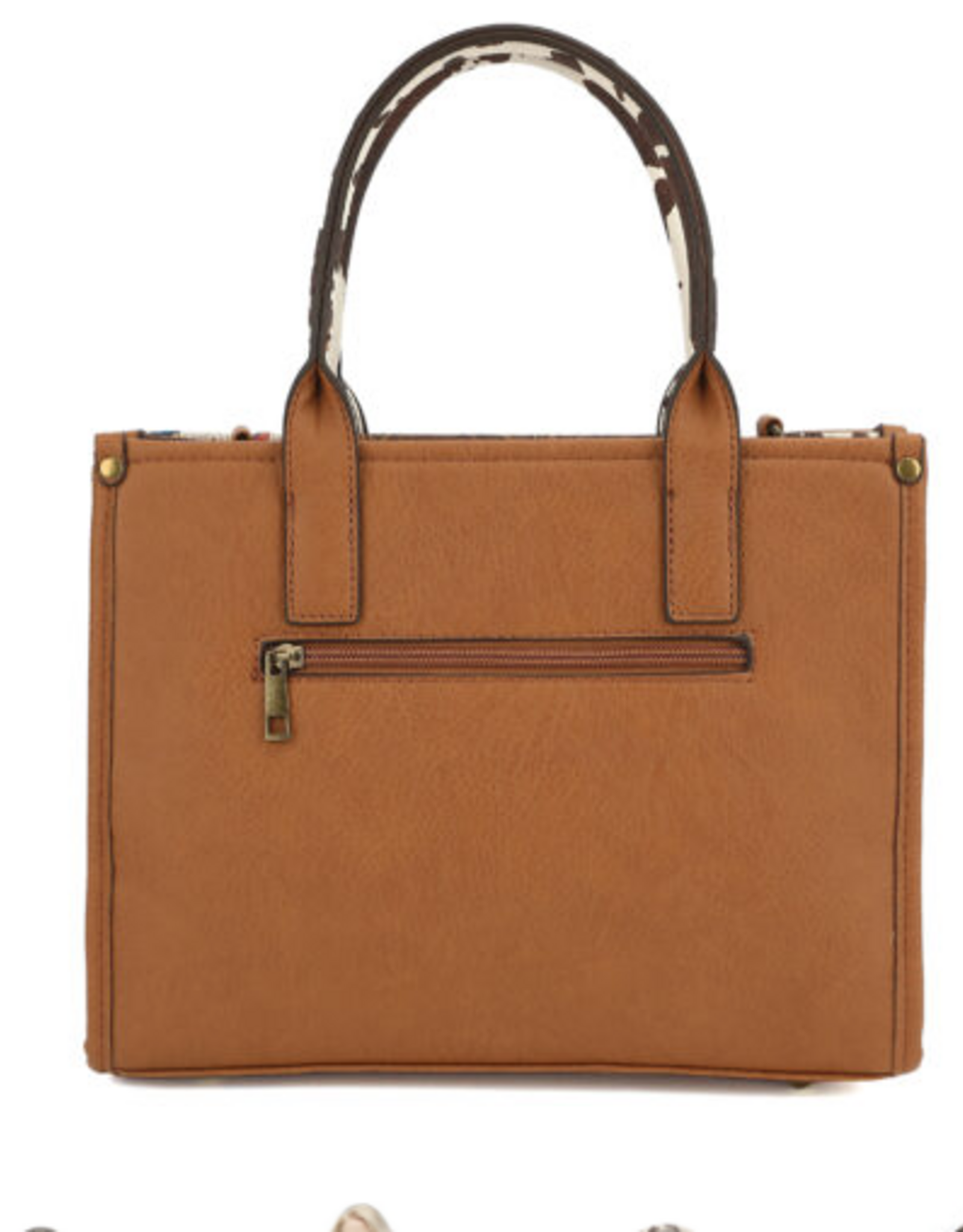 Coronet Jewelry Co Coronet 49090 Mixed Material Western Tote Bag  With Tooled Front Panel