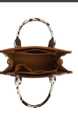 Coronet Jewelry Co Coronet 49090 Mixed Material Western Tote Bag  With Tooled Front Panel