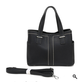 Coronet Jewelry Co Coronet 59029 Black Contrast Stitch Multi Pocket Satchel