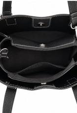 MC Handbags Corp. Coronet 59029 Black Contrast Stitch Multi Pocket Satchel