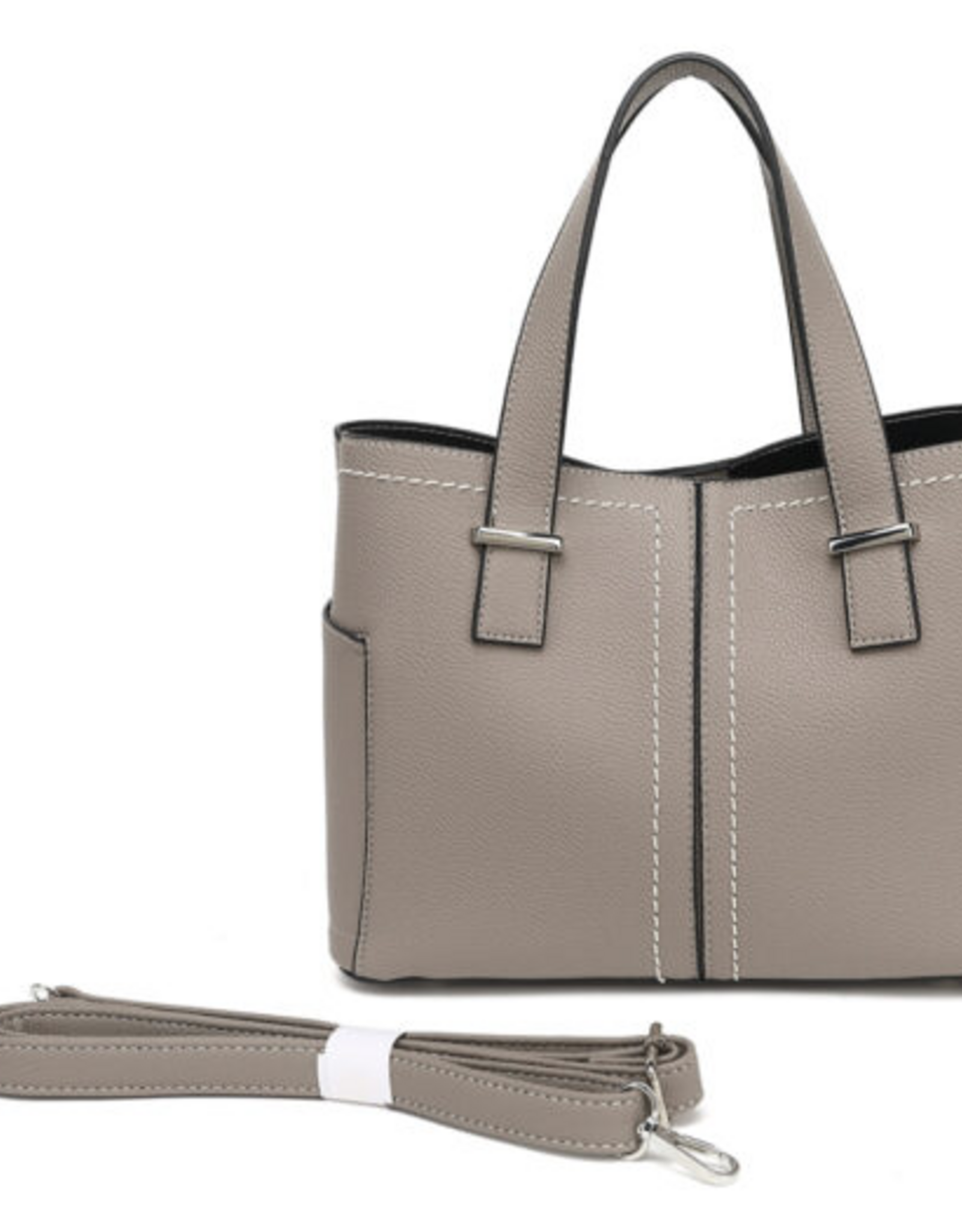 MC Handbags Corp. Coronet 59031 Grey Contrast Stitch Multi Pocket Satchel