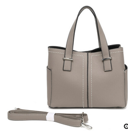 MC Handbags Corp. Coronet 59031 Grey Contrast Stitch Multi Pocket Satchel