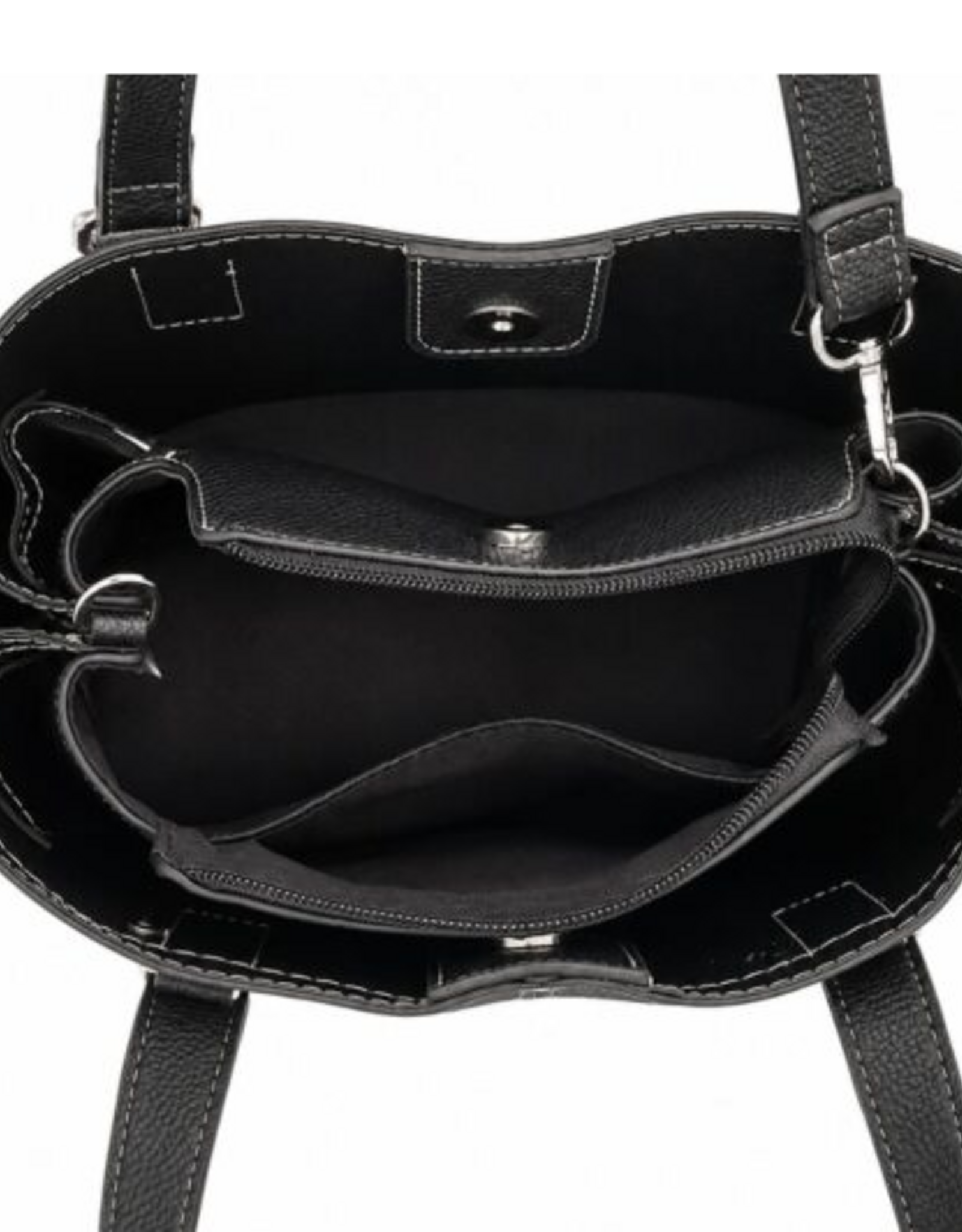 MC Handbags Corp. Coronet 59031 Grey Contrast Stitch Multi Pocket Satchel
