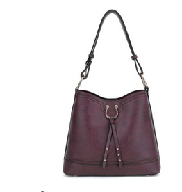 MC Handbags Corp. Coronet 59004 Burgundy Triple Compartment Hobo Bag