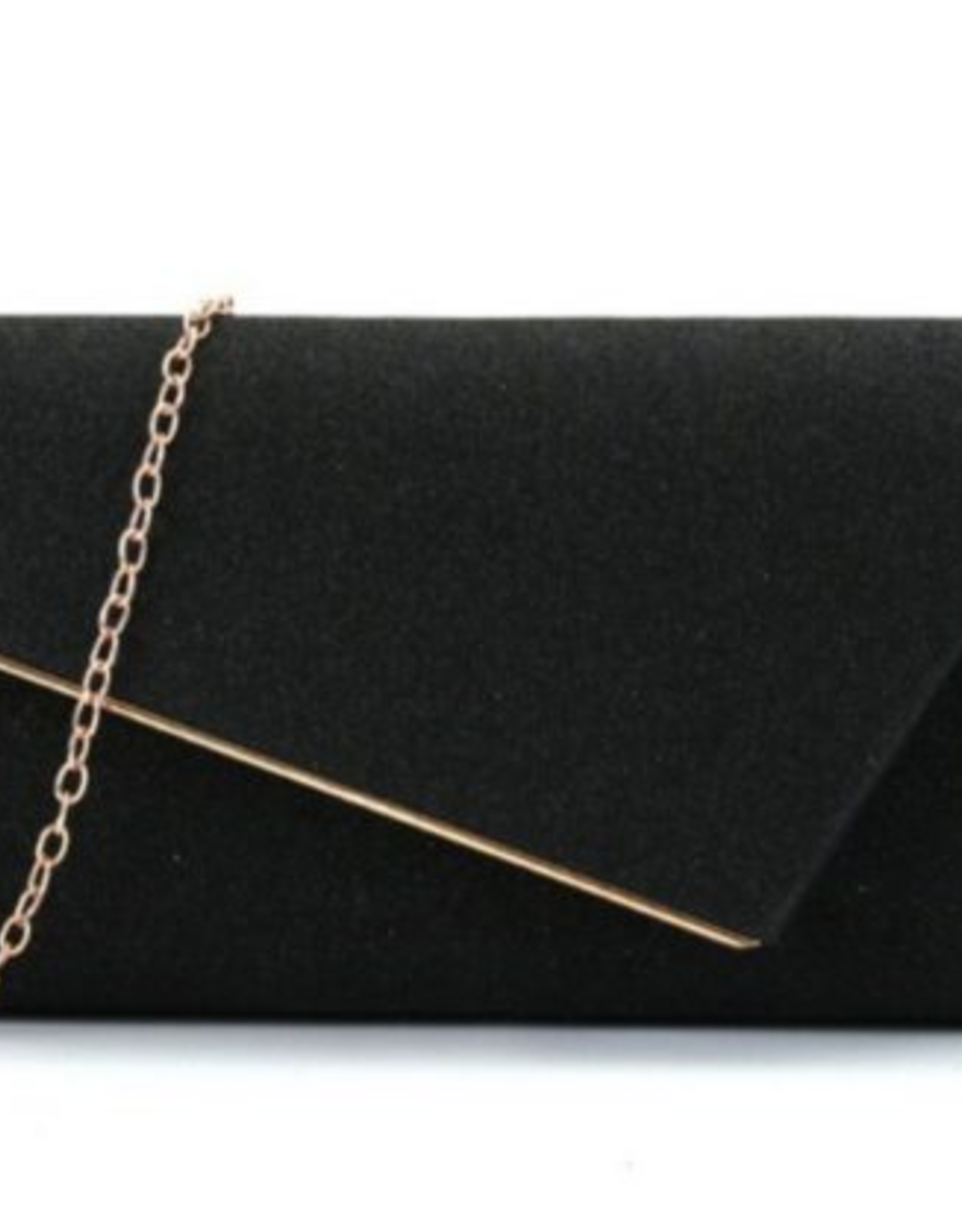 MC Handbags Corp. Coronet 59026 Black Metallic Shimmer Fold Over Evening Bag W/ Detachable Chain Strap