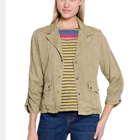 Sharon Young Inc Tru Lux Camel Notched Lapel Jacket w/Knit Insets