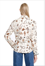Sharon Young Inc Tru Lux Bone/Brown Southwest Print Button Up Shacket