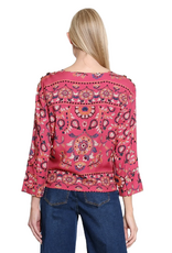 Sharon Young Inc Tru Lux Rose/Multi Southwest Border Print Boxy Top