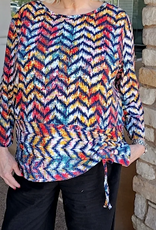 Multiples Multiples Multi Color Print Round Neck 3/4 Sleeve Top