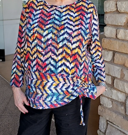 Multiples Multiples Multi Color Print Round Neck 3/4 Sleeve Top