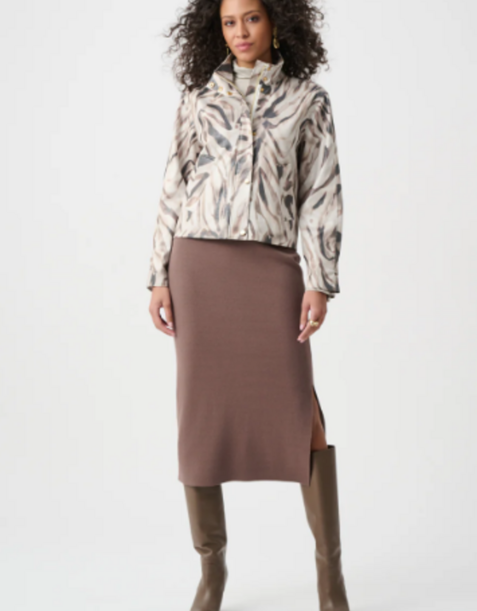 Joseph Ribkoff Joseph Ribkoff  Foiled Faux Suede  Animal Print Jacket Style