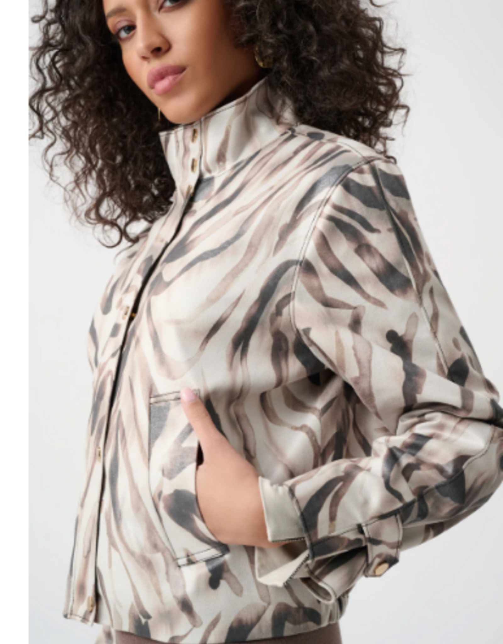 Joseph Ribkoff Joseph Ribkoff  Foiled Faux Suede  Animal Print Jacket Style