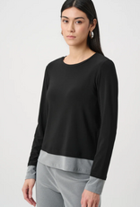 Joseph Ribkoff Joseph Ribkoff Grey/Black Silky Knit  Color Block Straight Top