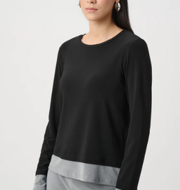 Joseph Ribkoff Joseph Ribkoff Grey/Black Silky Knit  Color Block Straight Top