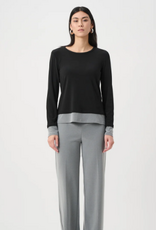 Joseph Ribkoff Joseph Ribkoff Grey/Black Silky Knit  Color Block Straight Top