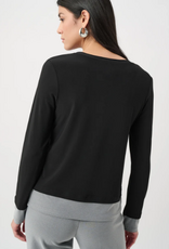 Joseph Ribkoff Joseph Ribkoff Grey/Black Silky Knit  Color Block Straight Top