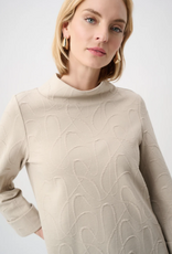 Joseph Ribkoff Joseph Ribkoff  Beige/Silver Jacquard  Sweater Funnel Collar Trapeze Top