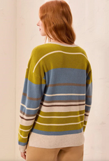 Tribal Democracy  Pear Waffle Knit U-Neck Long Sleeve Sweater
