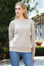 Comfy Luxe Comfy Luxe Beige Solid Cable Knit Ultra Soft Sweater One Size