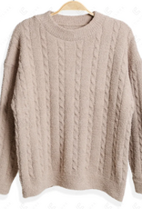 Comfy Luxe Comfy Luxe Beige Solid Cable Knit Ultra Soft Sweater One Size