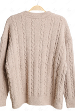 Comfy Luxe Comfy Luxe Beige Solid Cable Knit Ultra Soft Sweater One Size