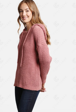 Comfy Luxe Comfy Luxe Blush Solid Cable Knit Ultra Soft Hoodie