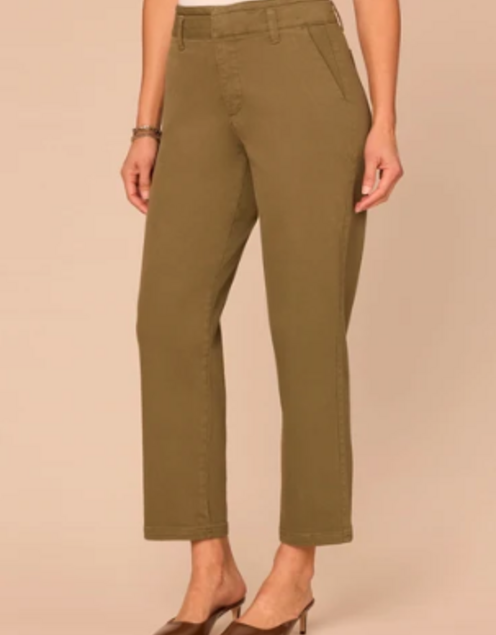 Democracy Democracy Moss Skyrise Double Waistband Ankle Straight Leg Trousers