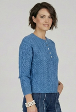 Ethyl Ethyl  Chisel Comment Blue Round Neck L/S  Cable Sweater