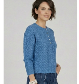 Ethyl Ethyl Chisel Comment Blue Round Neck L/S  Cable Sweater