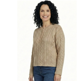 Ethyl Ethyl Bridge Comment Tan  Round Neck L/S  Cable Sweater