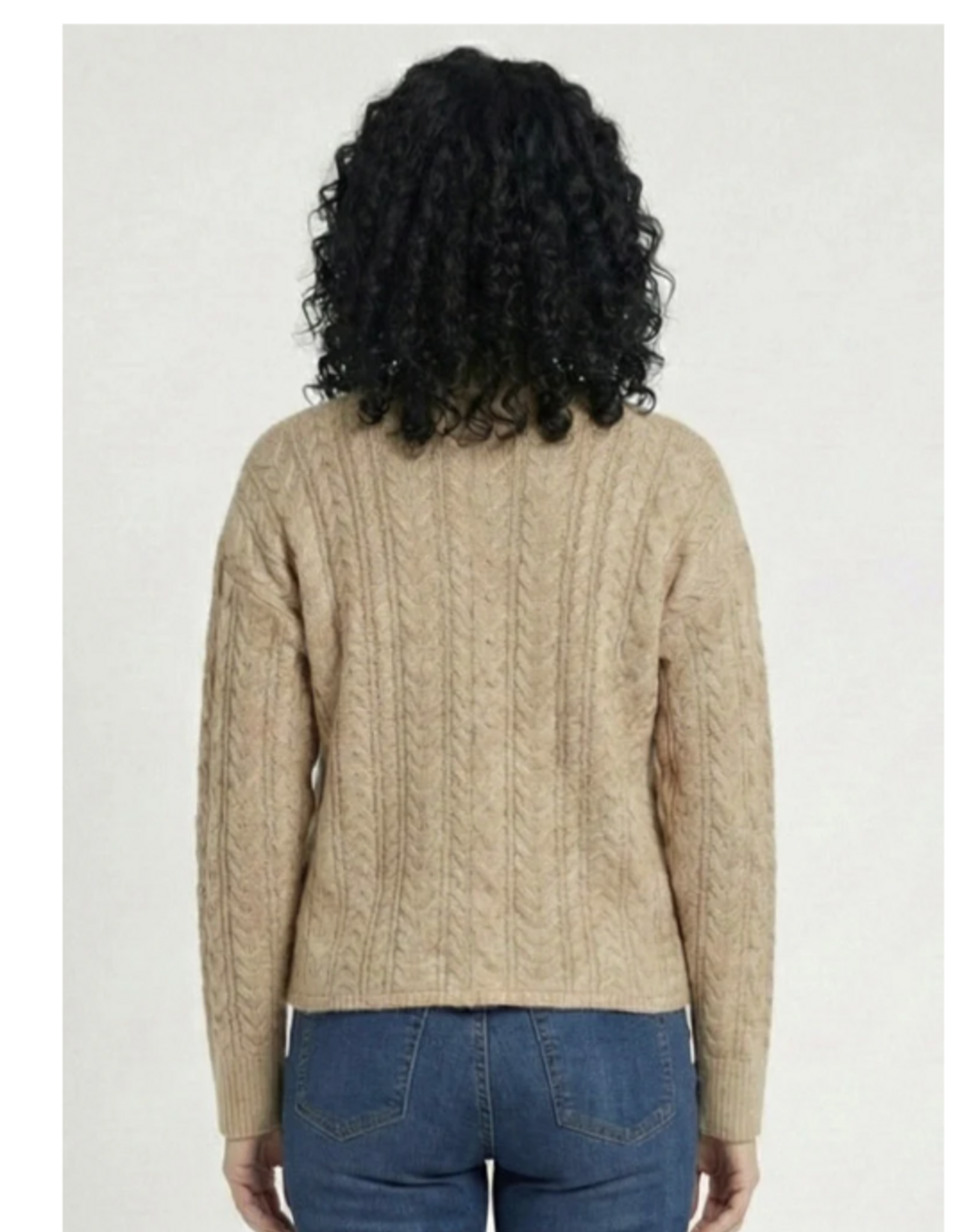 Ethyl Ethyl Bridge Comment Tan  Round Neck L/S  Cable Sweater
