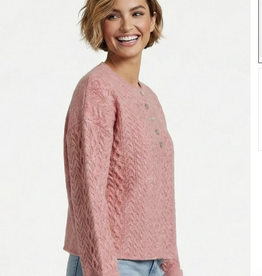 Ethyl Ethyl Arch Comment PINK Round Neck L/S  Cable Sweater