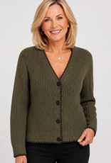 Ethyl Ethyl Civic Olive Green Stitch Edge Cardigan
