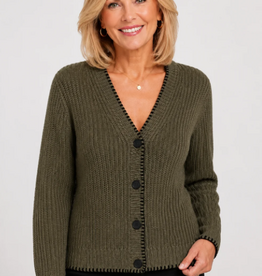 Ethyl Ethyl Civic Olive Green Stitch Edge Cardigan