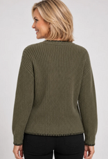 Ethyl Ethyl Civic Olive Green Stitch Edge Cardigan
