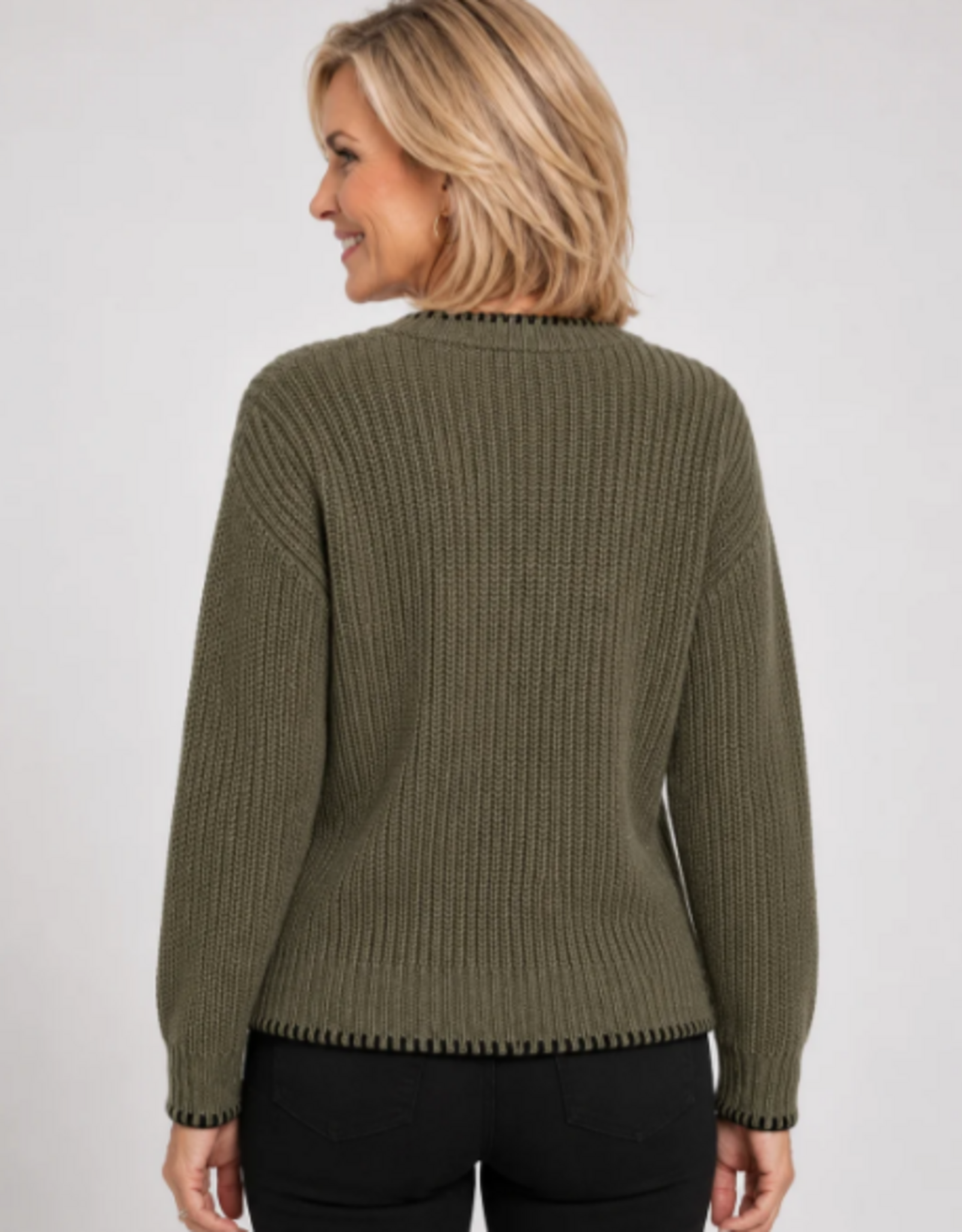 Ethyl Ethyl Civic Olive Green Stitch Edge Cardigan