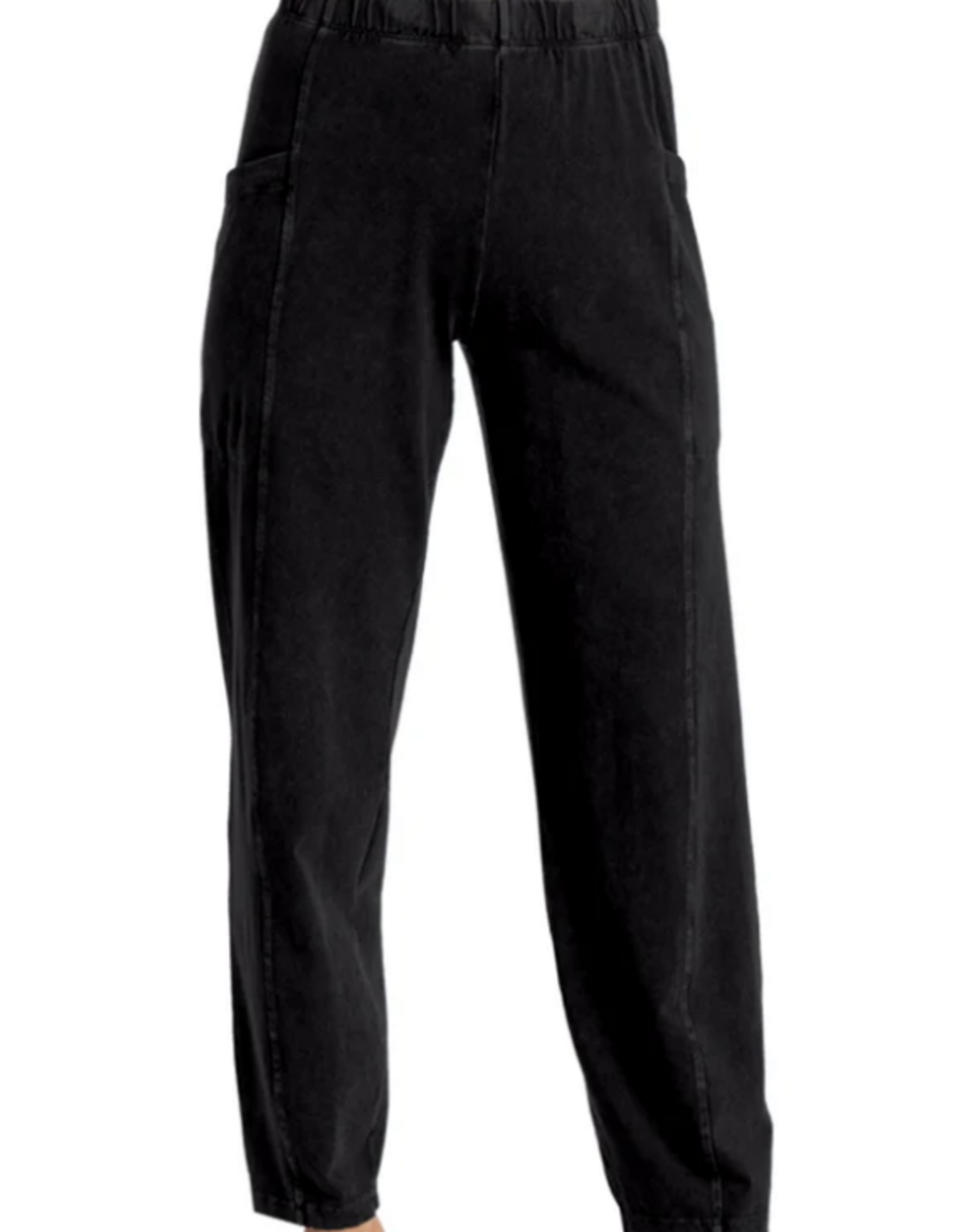 Jess & Jane Jess & Jane M100 Black Denim Wash  Cotton Spandex Loose Fit Pant