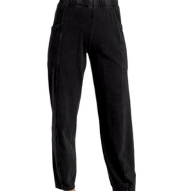 Jess & Jane Jess & Jane M100 Black Denim Wash  Cotton Spandex Loose Fit Pant