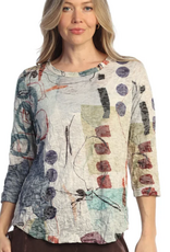 Jess & Jane Jess & Jane Sienna Crushed Texture Print 3/4 Sleeve  Top