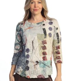 Jess & Jane Jess & Jane Sienna Crushed Texture Print 3/4 Sleeve  Top