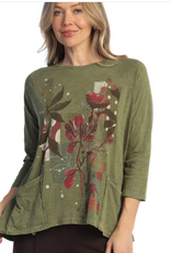 Jess & Jane Jess & Jane Fern Mineral Washed Patch Pocket Tunic Top